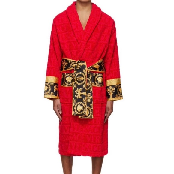 Versace Other - Versace Vibrant Red Robe with Gold Accents
